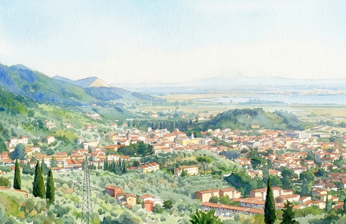 Aquarello di vista di Massarosa